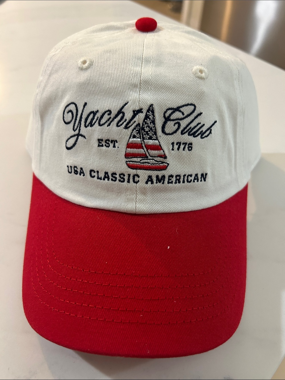 Time and Tru White and Red Yacht Club Baseball Cap